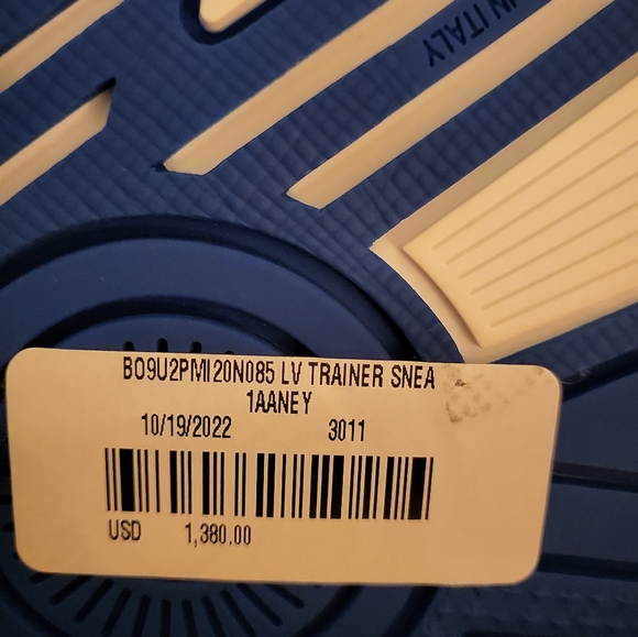 Louis Vuitton blue and white trainer sneaker. Size 8 1/2. NEVER WORN. - Picture 3 of 10